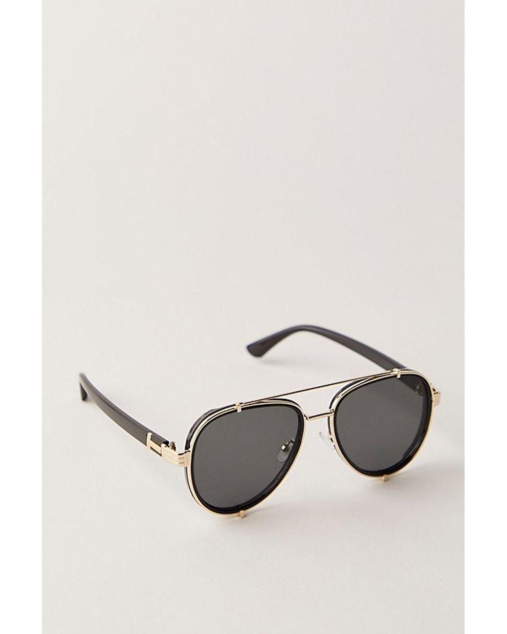 Free People Black Wesley Oversized Aviator Sunglasses
