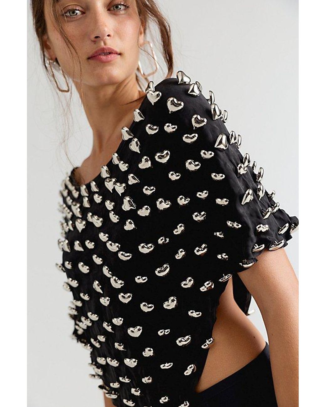 Urban Outfitters Black Heart Charm Cropped Poncho