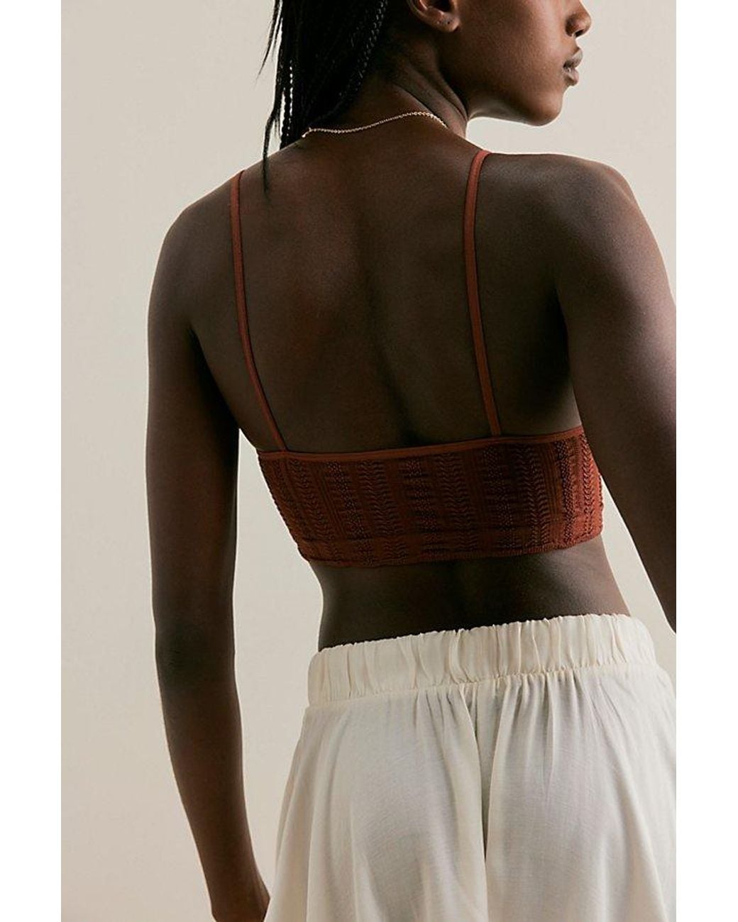 Intimately By Free People Brown Heirloom Seamless Longline V-Neck Bralette By