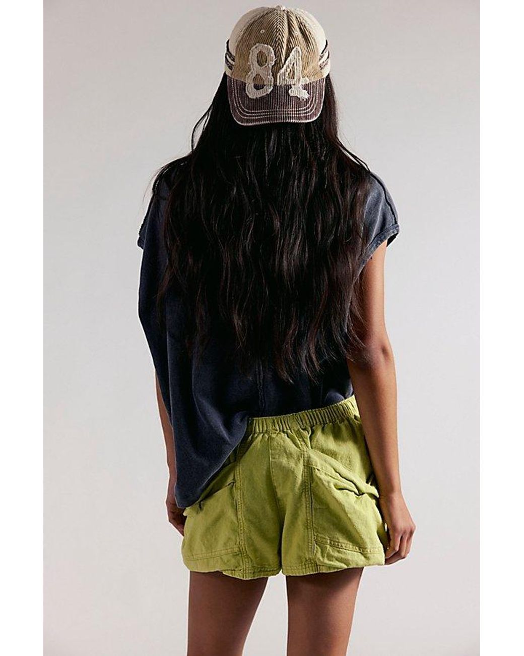 Free People Blue Good Fortune Solid Cotton-Linen Shorts