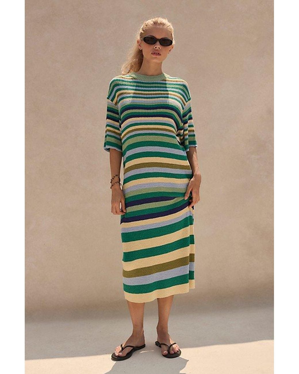free-est Green Shades Of Summer Sweater Dress By
