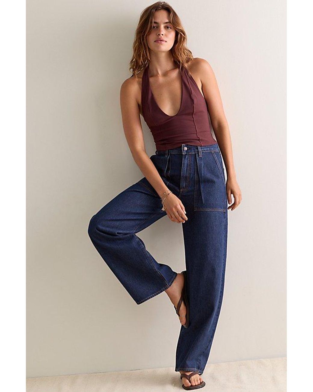 Intimately By Free People Brown Spill The Tea Plunge Tank Top By