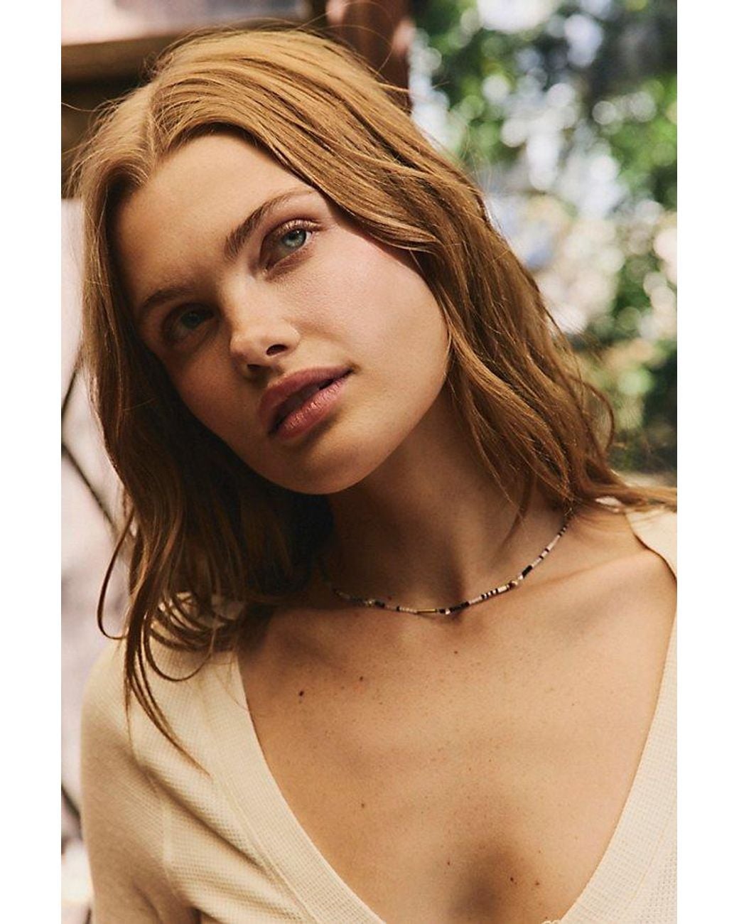Free People Natural Muse Semi-Precious Short Beaded Layering Necklace