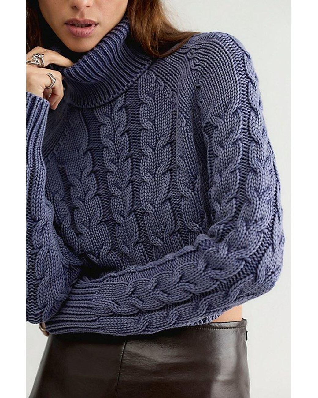 Free People Blue Colbie Cable Knit Bolero