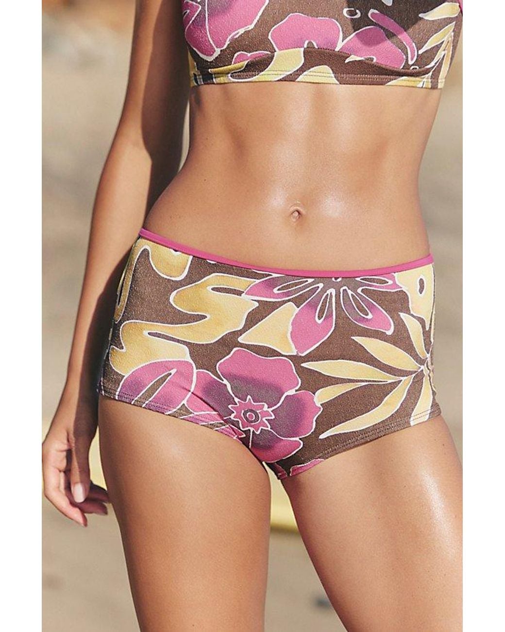 Seea Blue Flor High-Waisted Bikini Bottoms