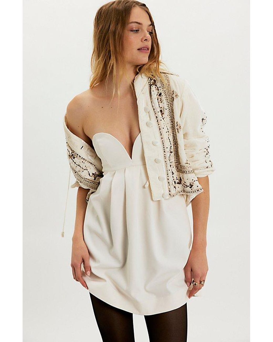 Free People Floreo Mini Dress in White | Lyst