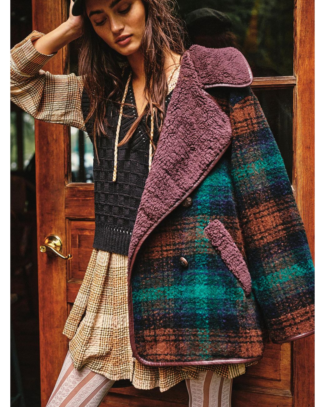 Free people deals plaid coat