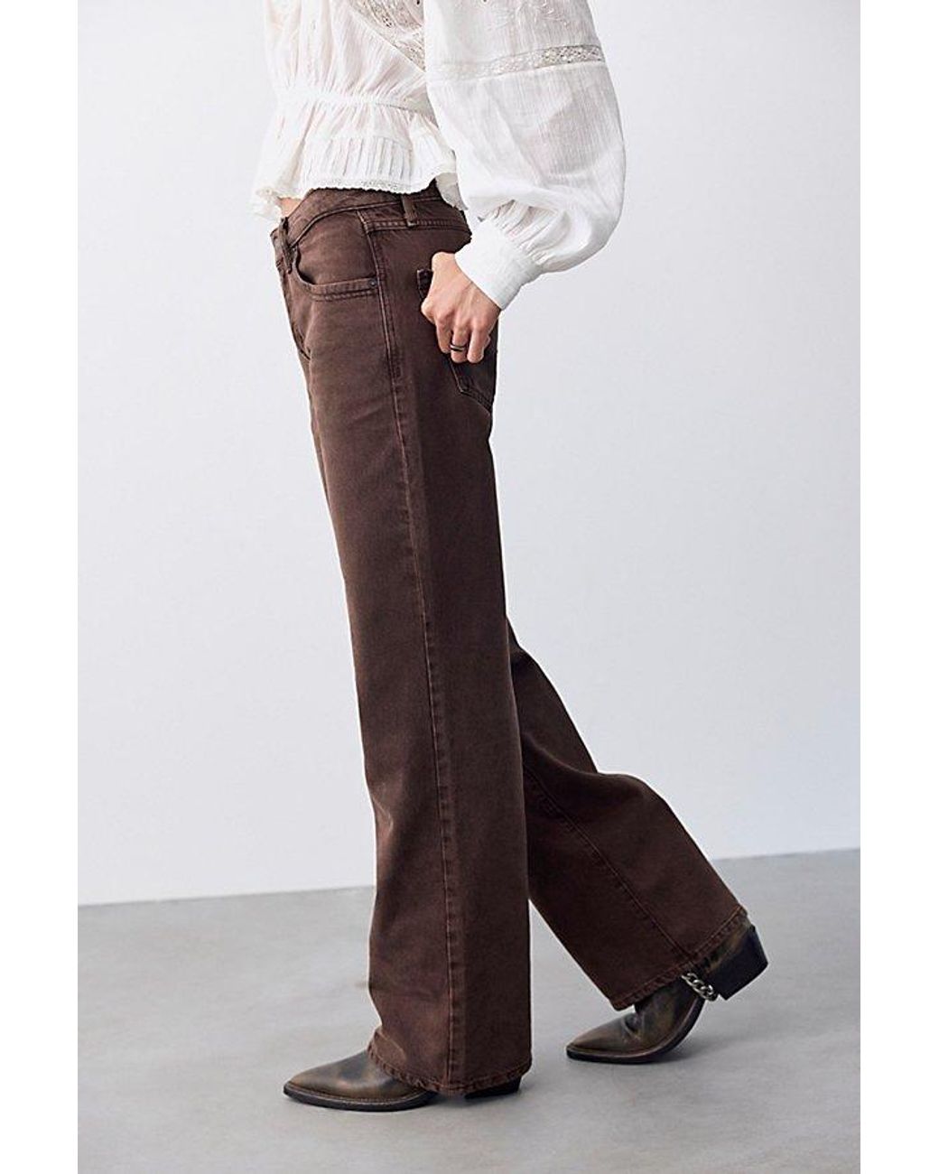 Free People Brown We The Free Tennessee Low-Rise Boyfriend Jeans