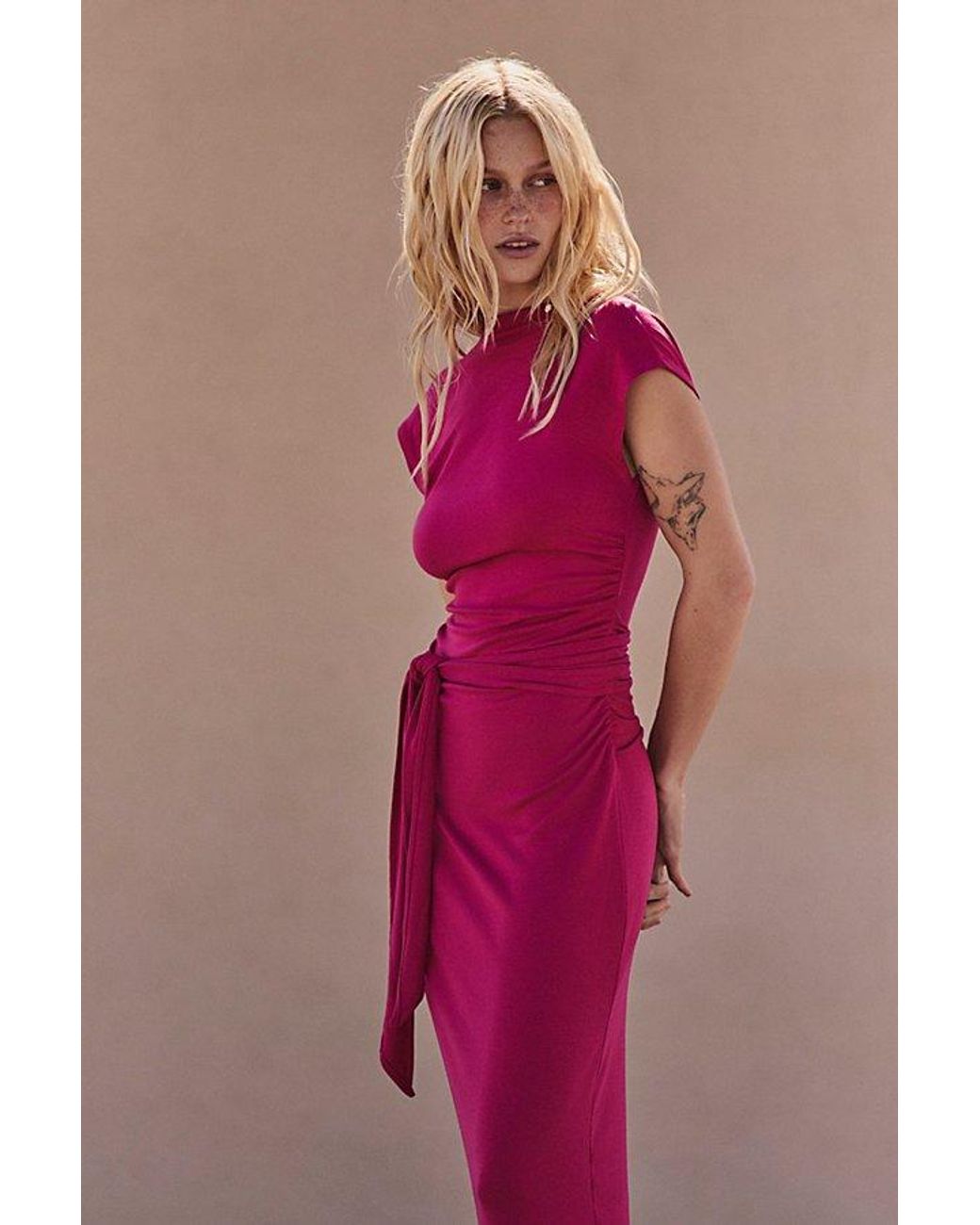 free-est Pink Good Feels Cap-Sleeve Maxi Dress By