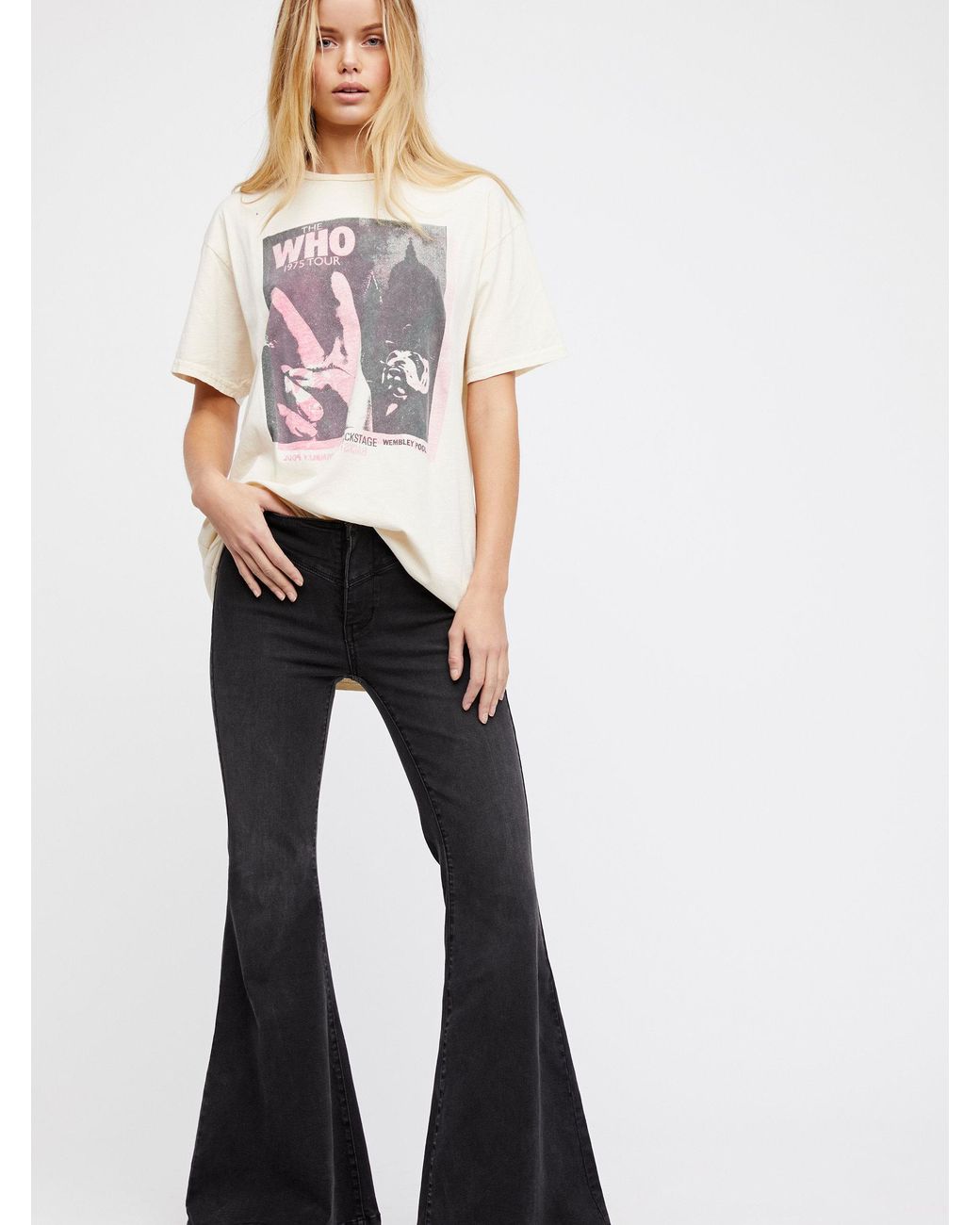 Free People Low-rise Flare Jeans in Black