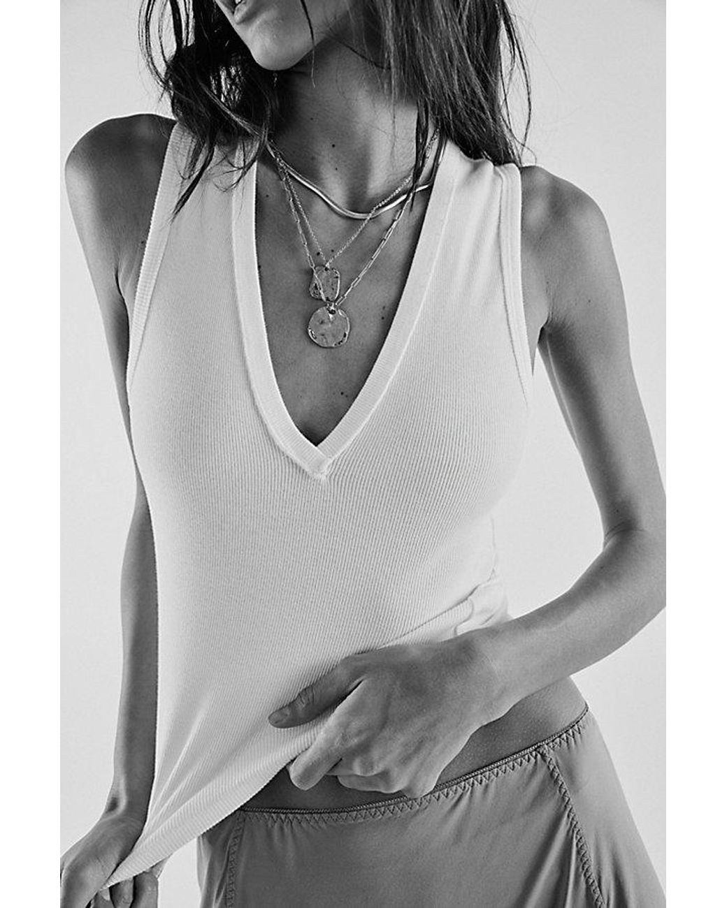 Free People White We The Free Neria V-Neck Tank Top