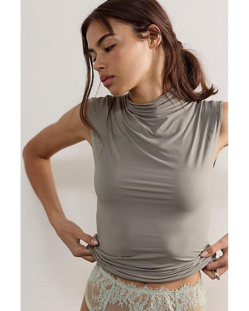 Intimately By Free People Gray Date Night Duo Muscle Tee By