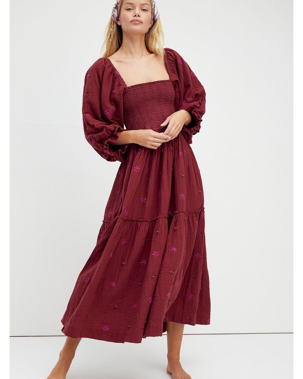 Free People Dahlia Embroidered Maxi Dress - Lyst