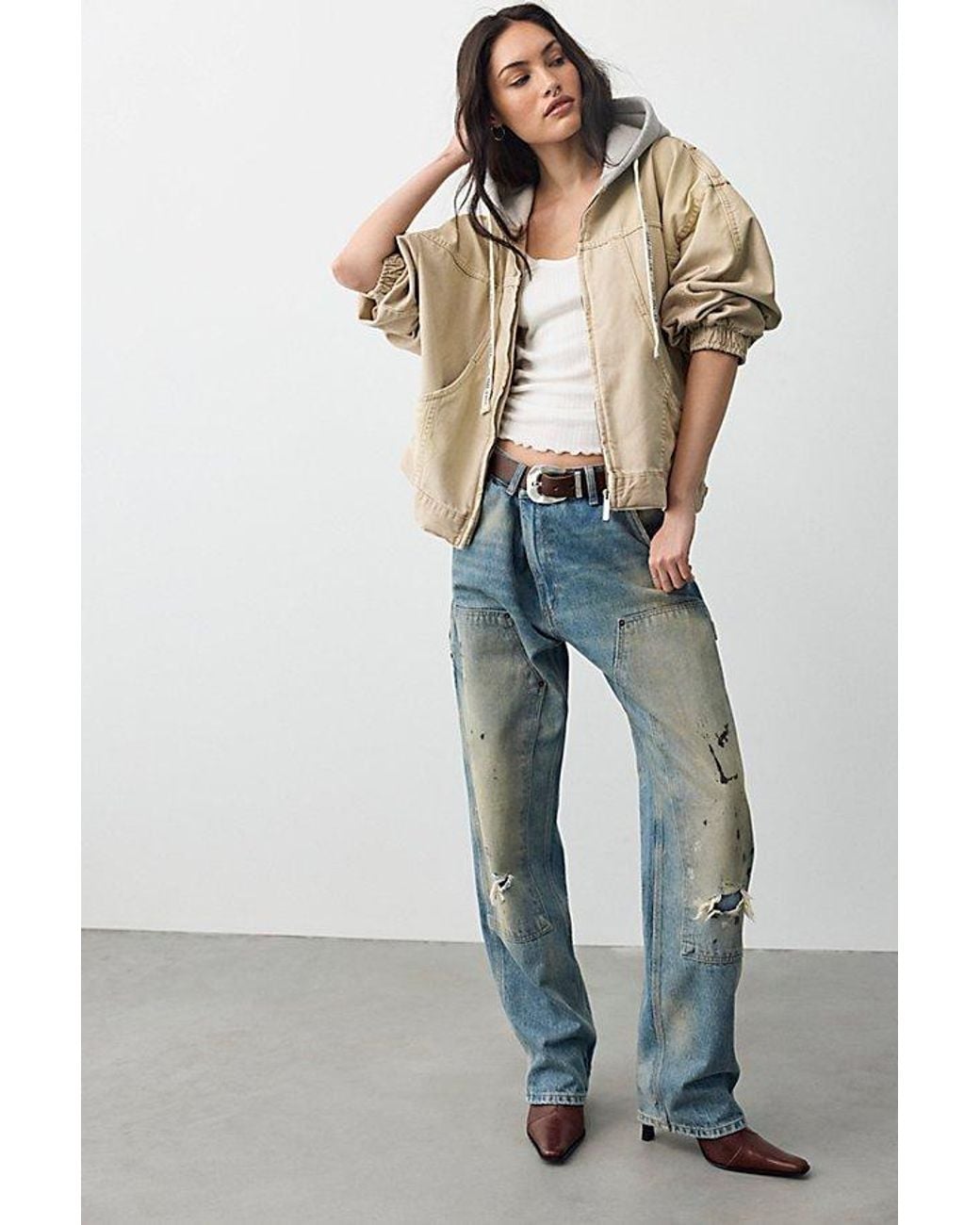 Free People Natural We The Free Iggy Hooded Denim Jacket