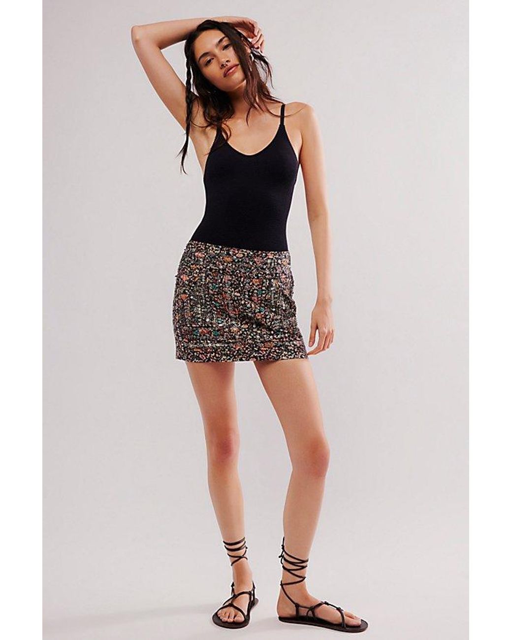 Black embellished mini skirt 2025
