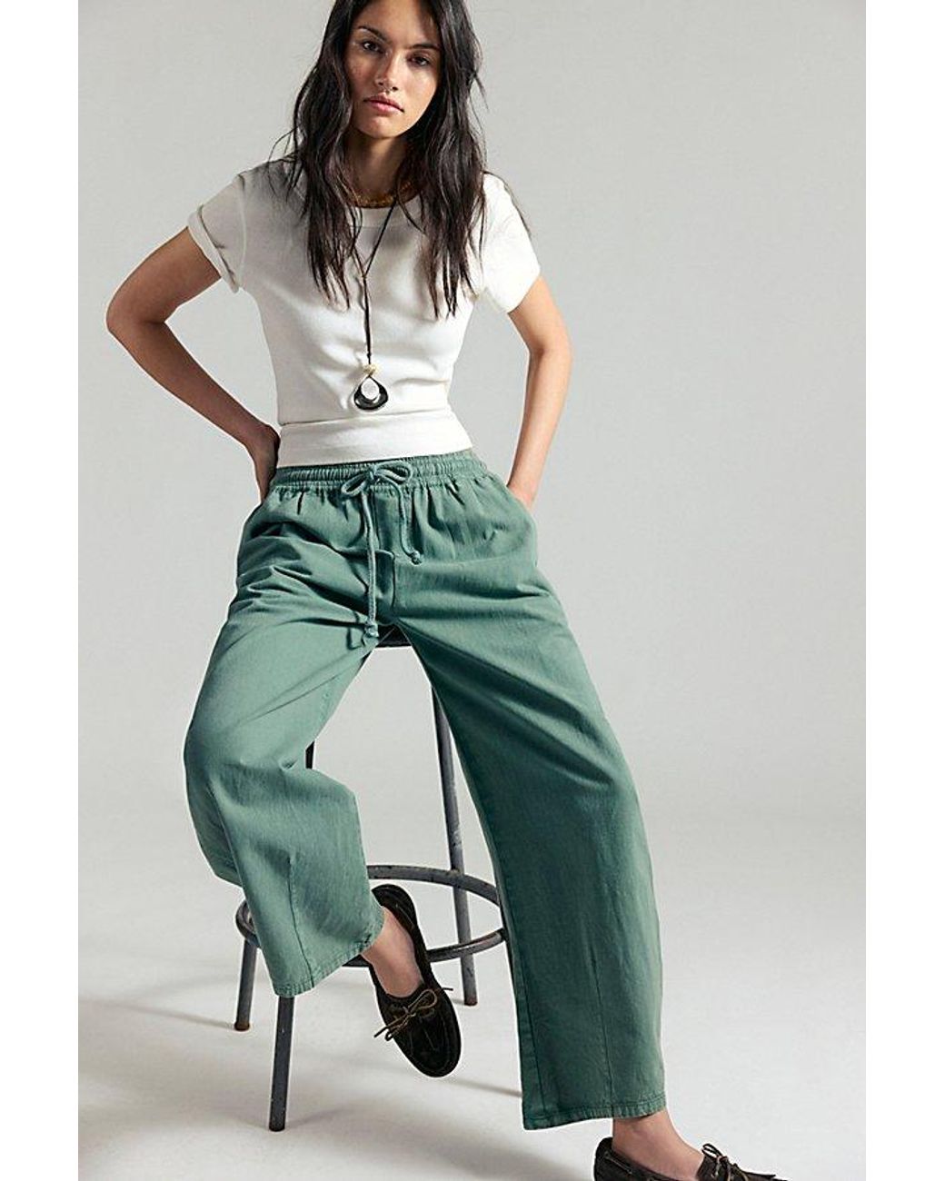 Free People Natural Lex Pull-On Barrel Pants