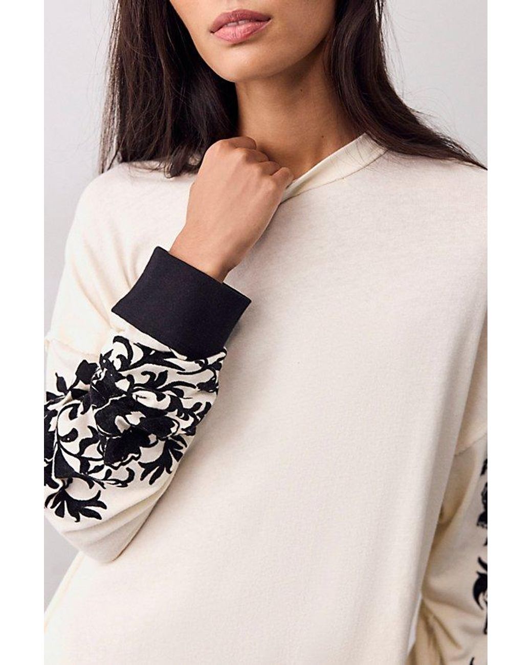 Free People Natural Flora Oversized Long Sleeve Tee