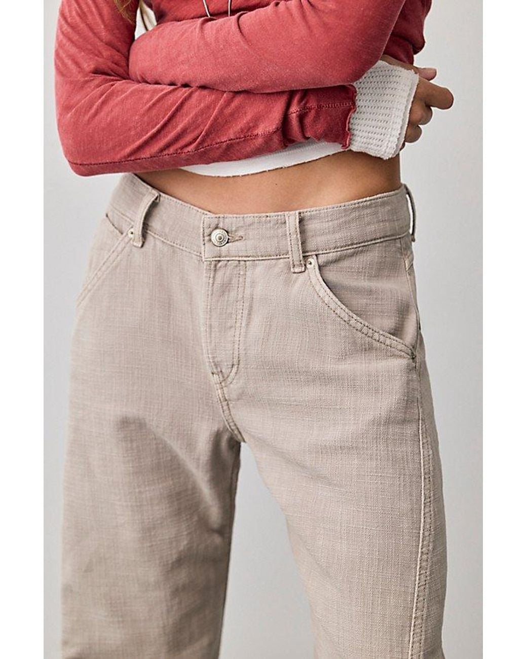 Free People Blue Highland Low-Rise Twisted Bowed Jeans