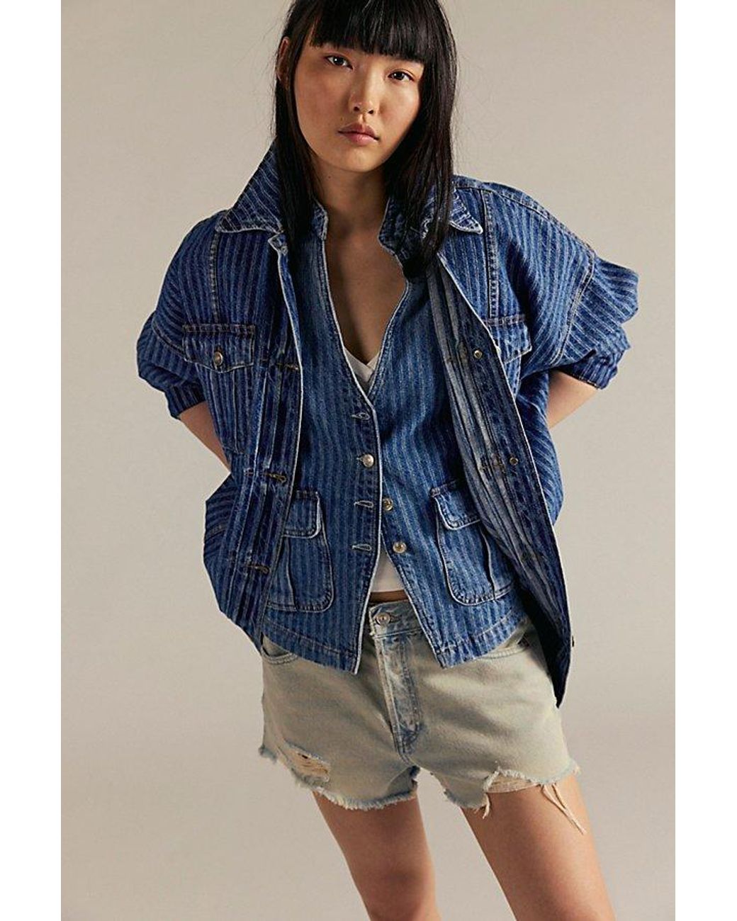 Free People Dunes Shirt Jacket in Blue | Lyst
