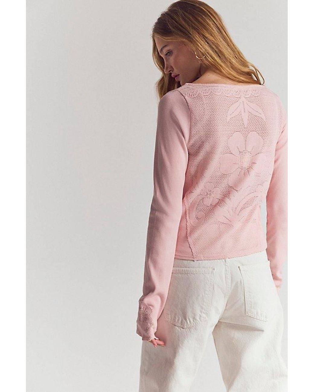 Free People Pink Delilah Long Sleeve Top