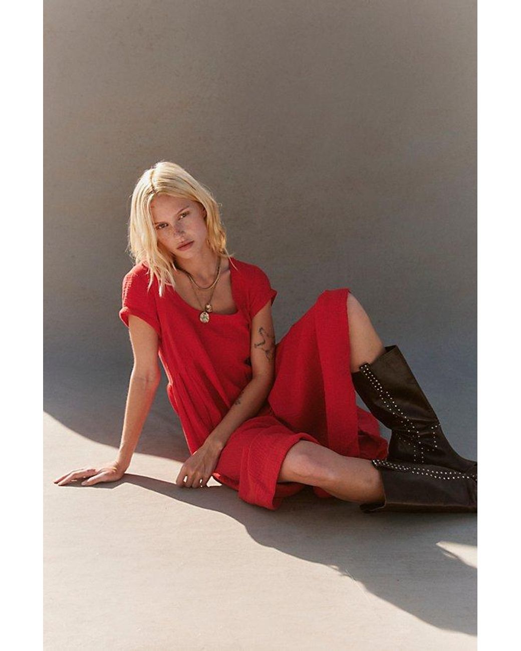 free-est Red Blaine Midi Dress By