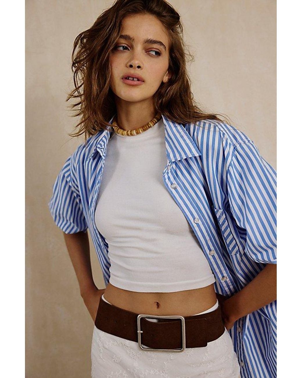 Free People Natural Suede Hex Hip Belt