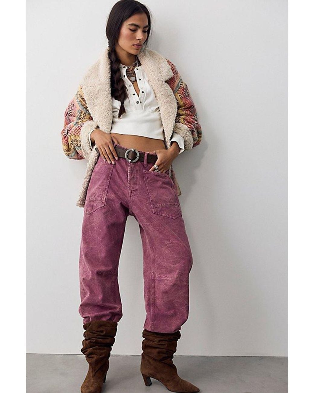 Free People Red We The Free Minimalist Moxie Barrel Jeans