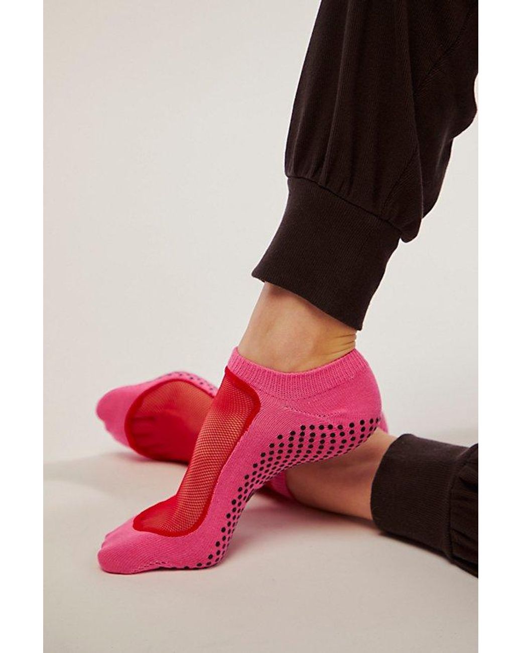 Free People Shashi Azalea Mesh Grip Socks in Pink