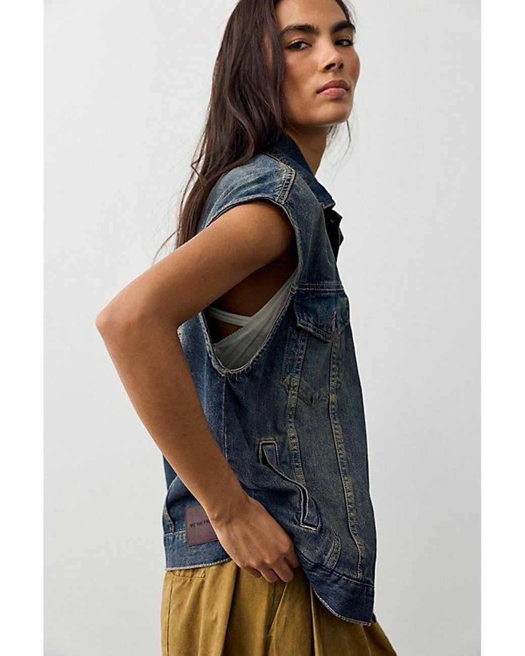 Free People Blue Goldie Denim Vest Jacket