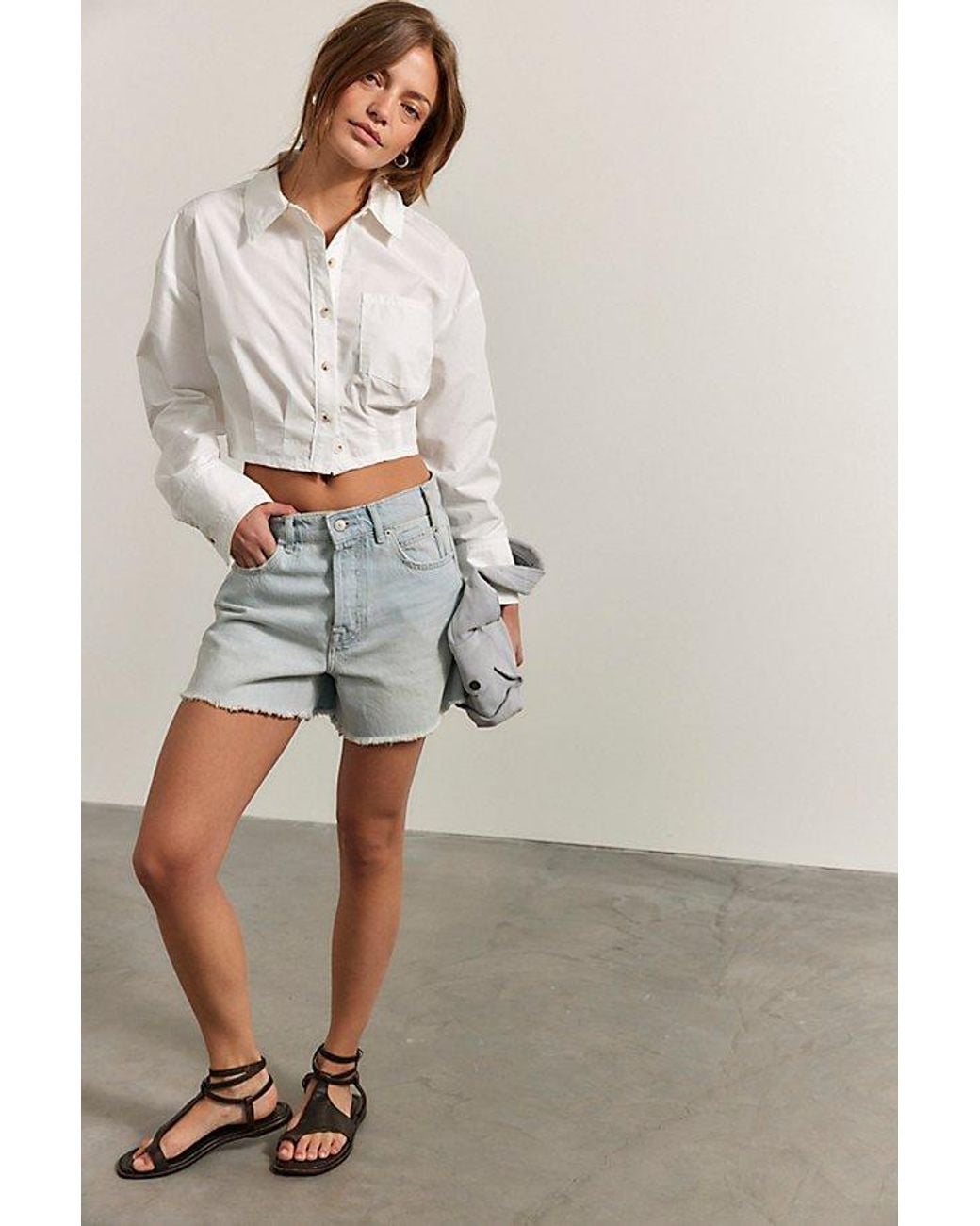 Free People Green Tippi Denim Shorts