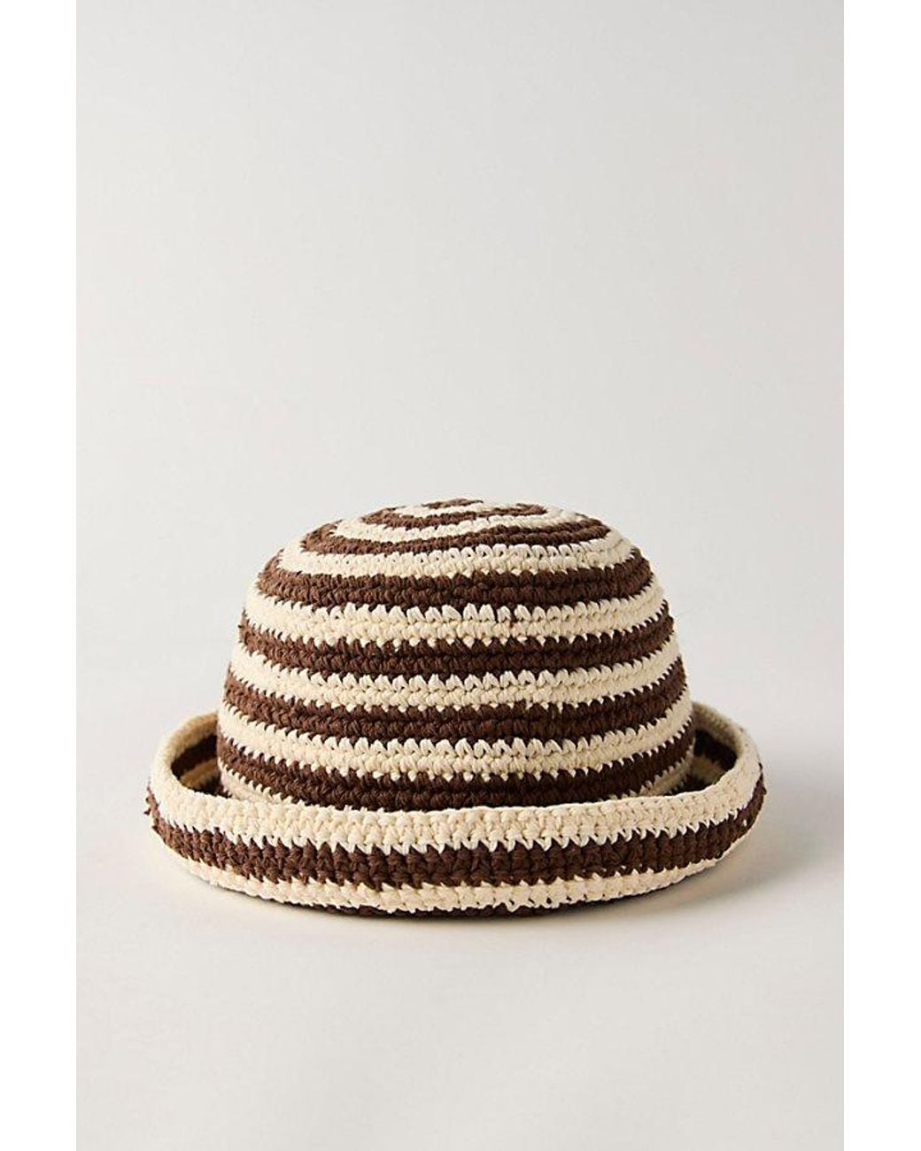 Free People Natural Striped Crochet Sailor Hat