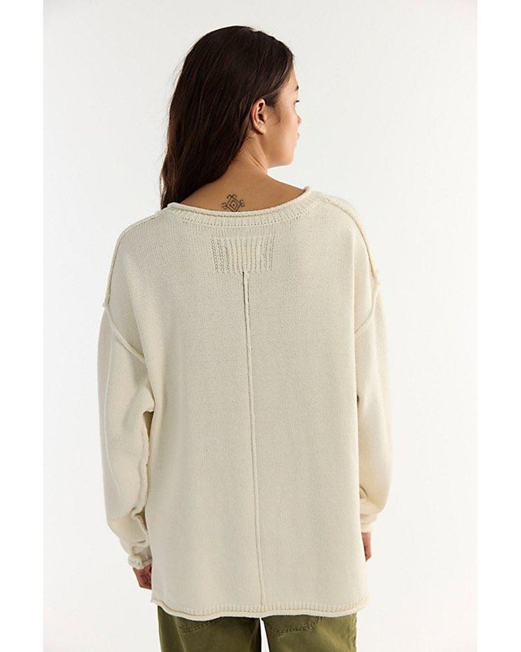 Free People White We The Free Ella Roll-Neck Cotton Knit Sweater