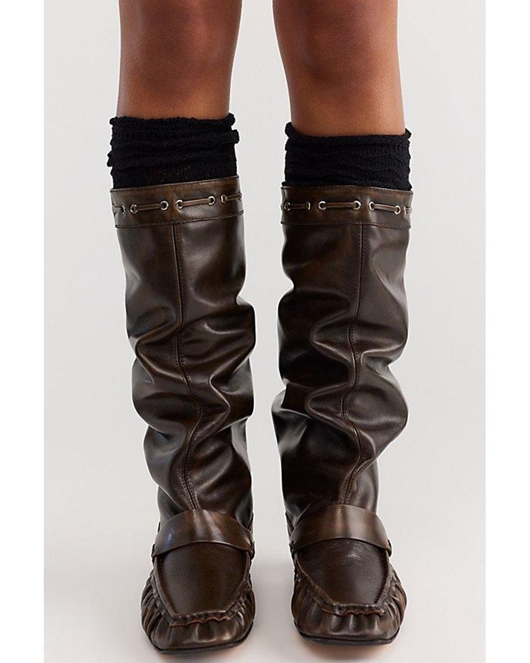Miista Black Kali Loafer Tall Boots