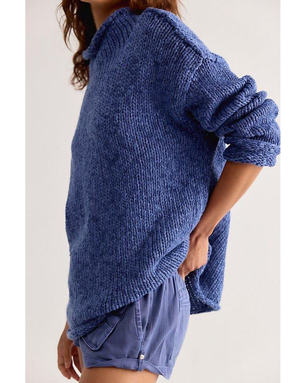 Free People Blue Opal Rollneck Knit Tunic