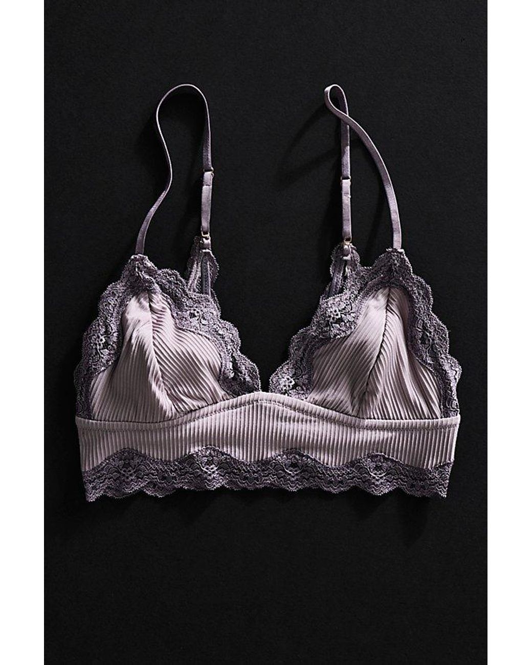 Intimately By Free People Brown Charlie Lace Microfiber Ribbed Longline Triangle Bralette By