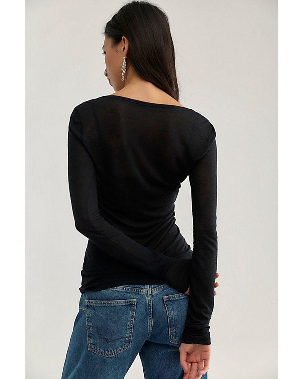 Intimately By Free People Black Stackable Sheer Layering Long Sleeve By