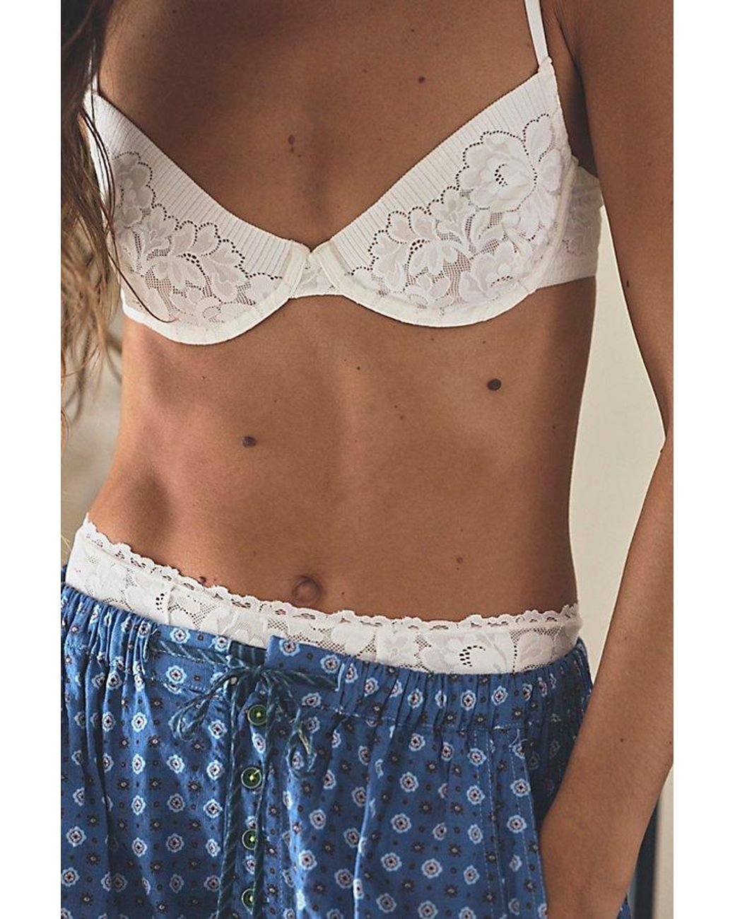 Intimately By Free People Blue Smooth Talking Lace Demi Underwire Bra By