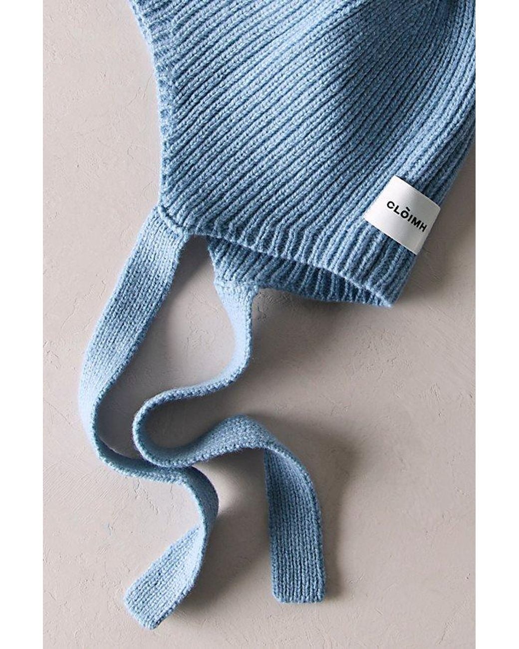 Free People Blue Soft Wool Tied Bonnet Hat