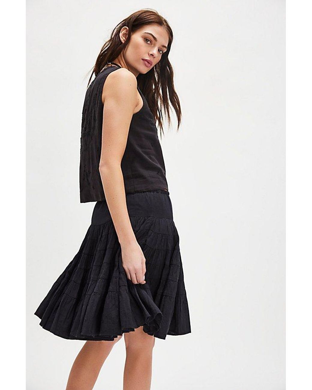 スカート ENFOLD SOLID MIDI SKIRT / 36 free-people-Black-Many-Layers-