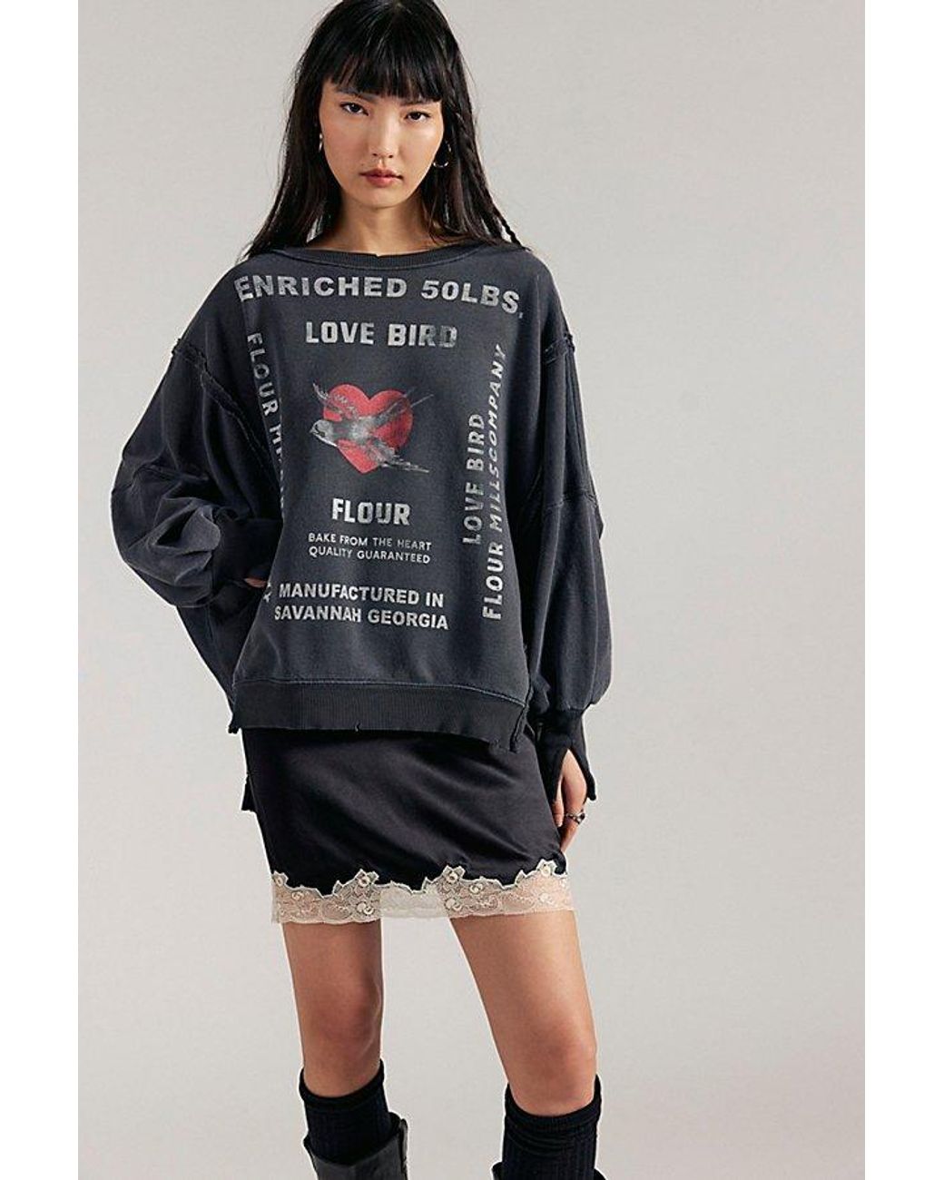 Free People Red Graphic Camden Pullover