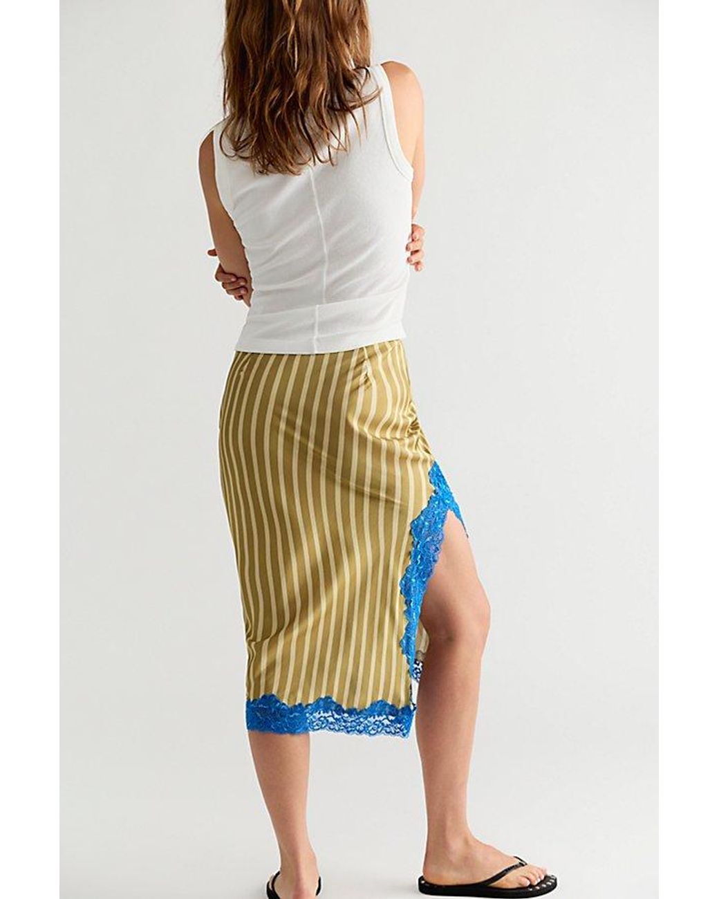 Free People Multicolor Bias Behavior Stripe Midi Skirt