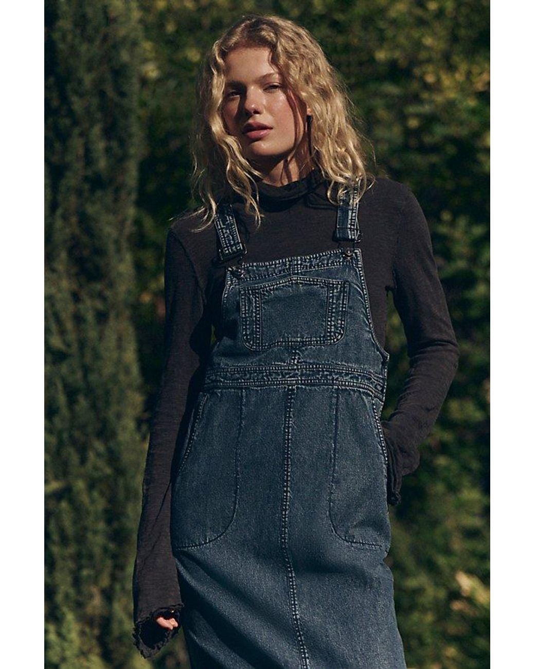 Free People Green Hanson Solid Apron Midi Dress