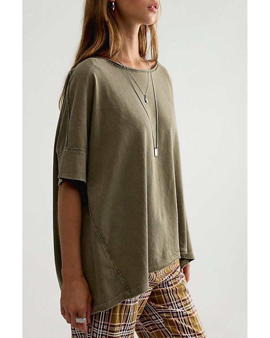Free People Green Rex Oversized Cotton Tee