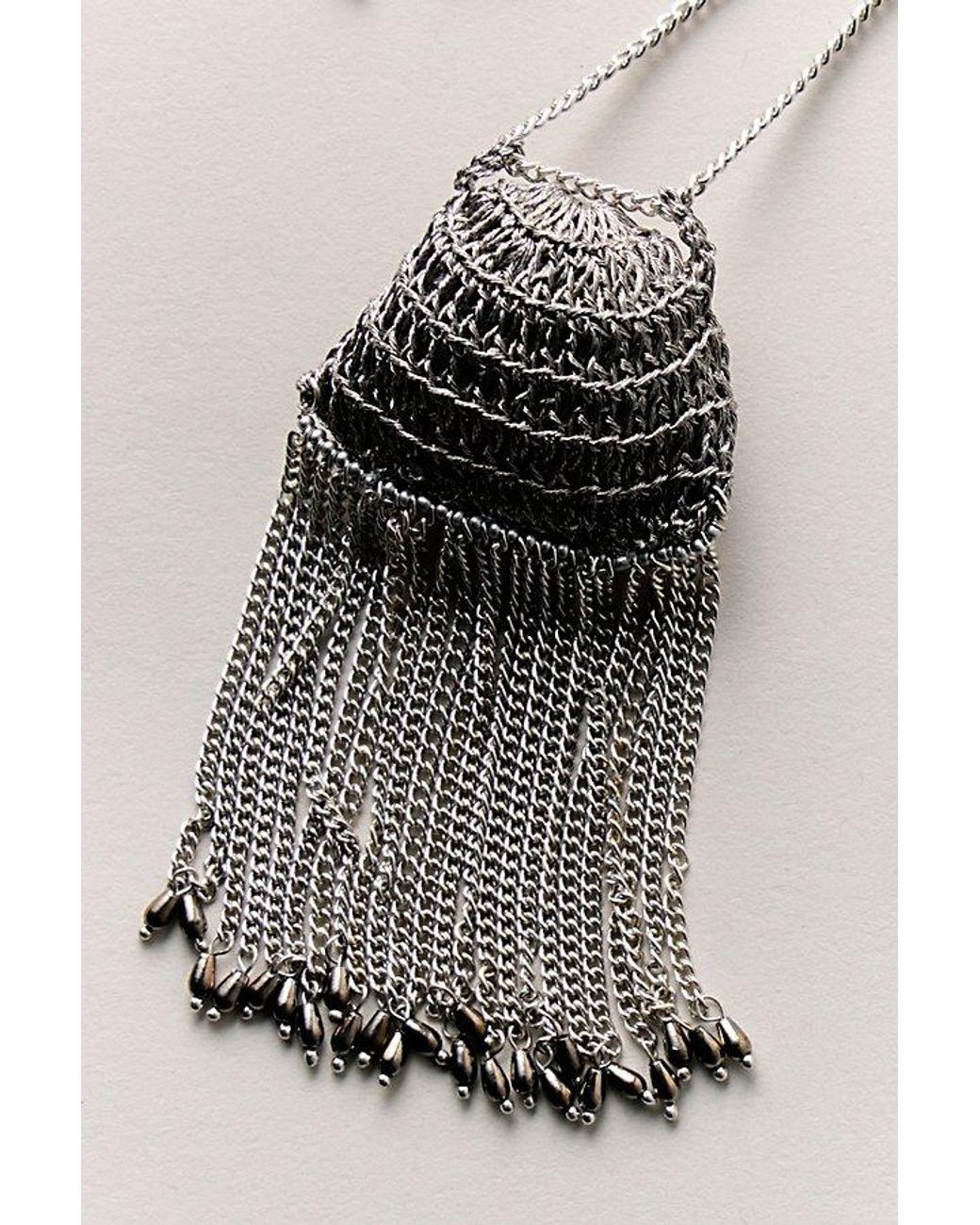 Free People Gray Zelda Fringe Necklace