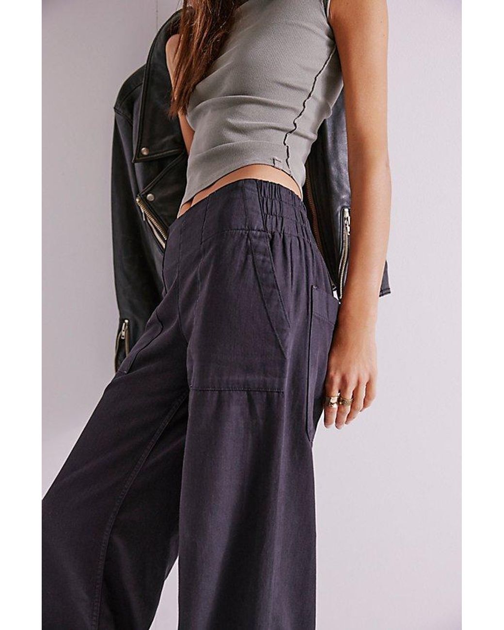 Free People Black Breezy Denim Pull-On Jeans