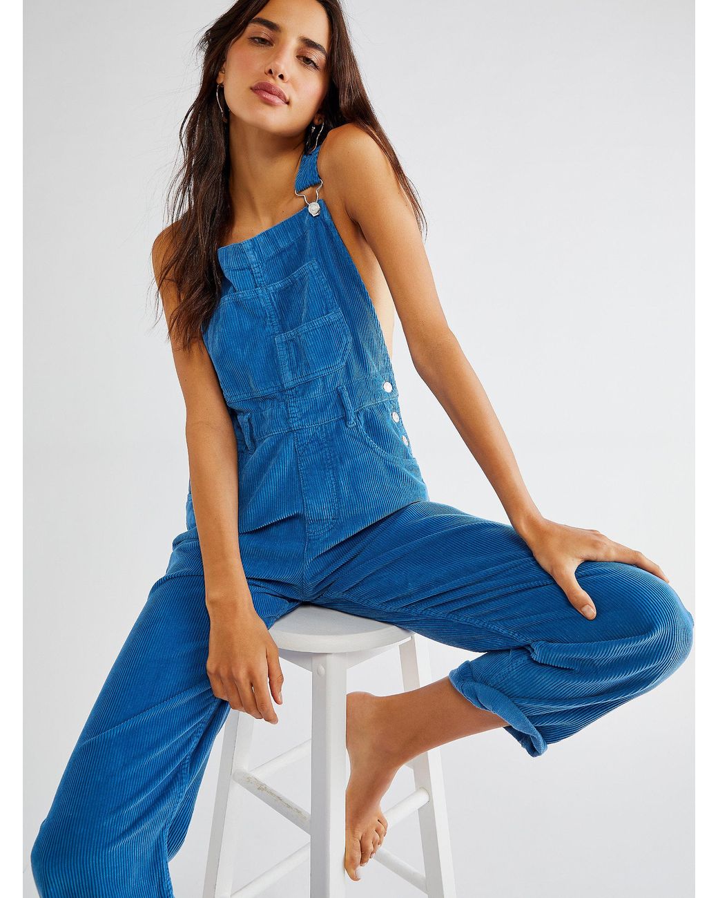 Free People Ziggy Cord Overalls in Blue | Lyst