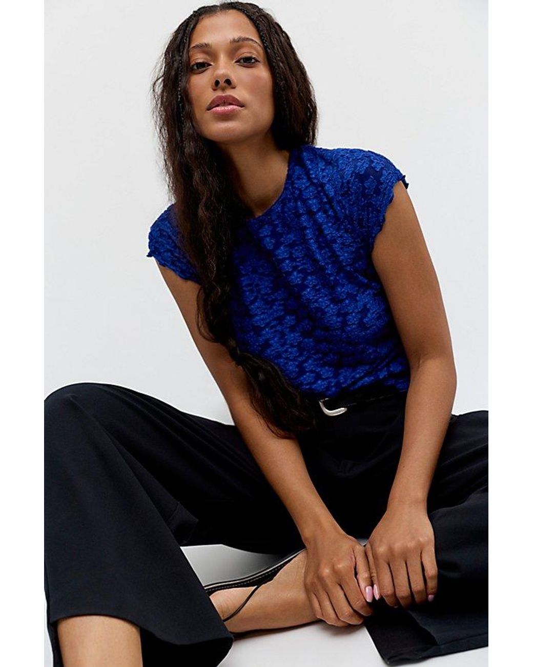 Free People Blue Anora Baby Tee