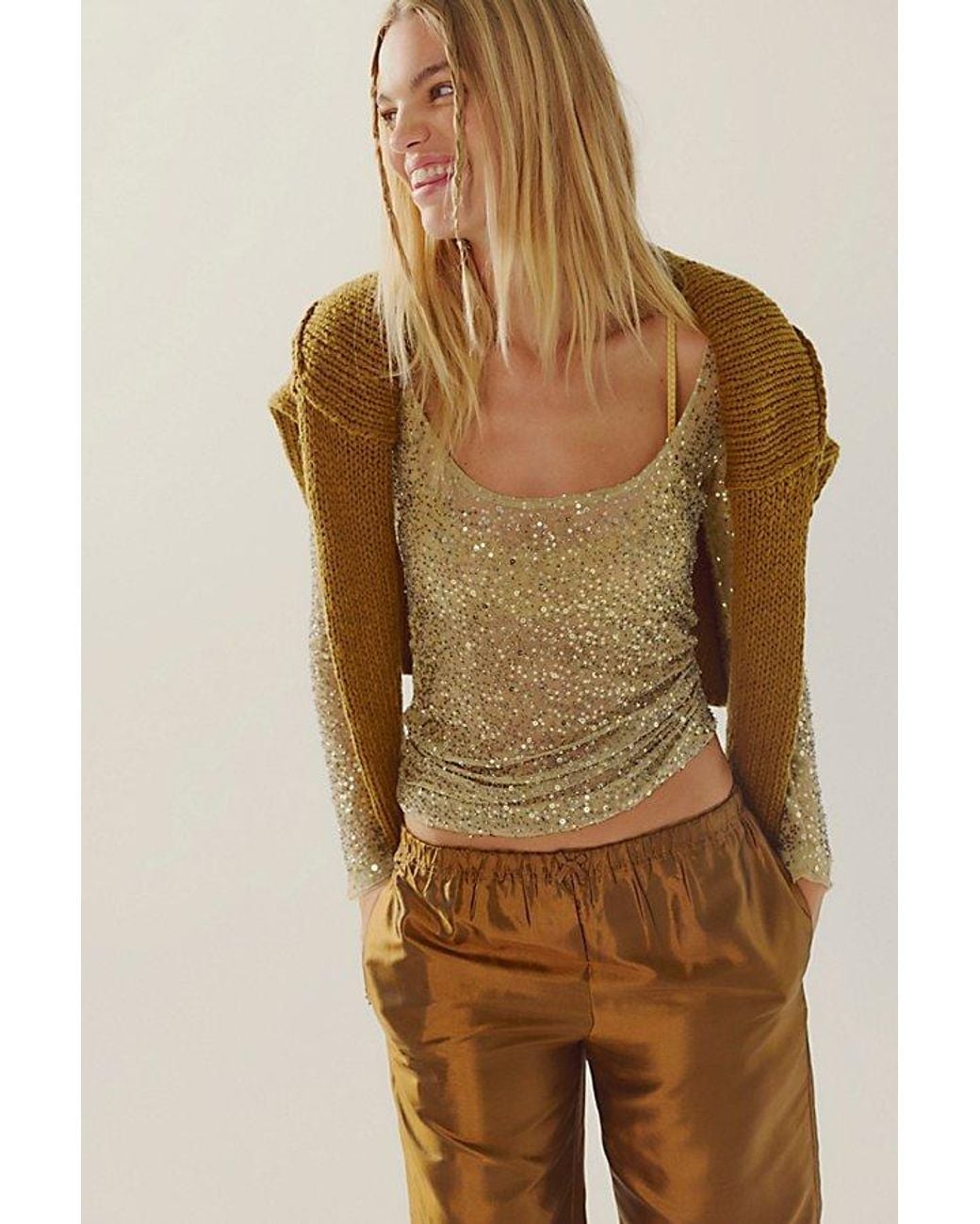 Green Rooftop Design Free People All That Glitters Long Sleeve in Green | Lyst