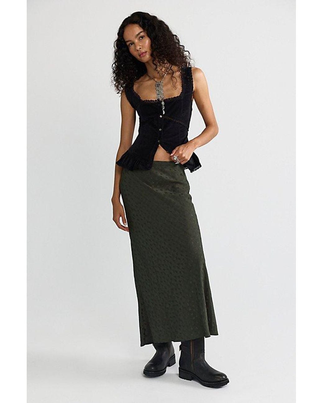 Free People Green Bonita Solid Maxi Skirt