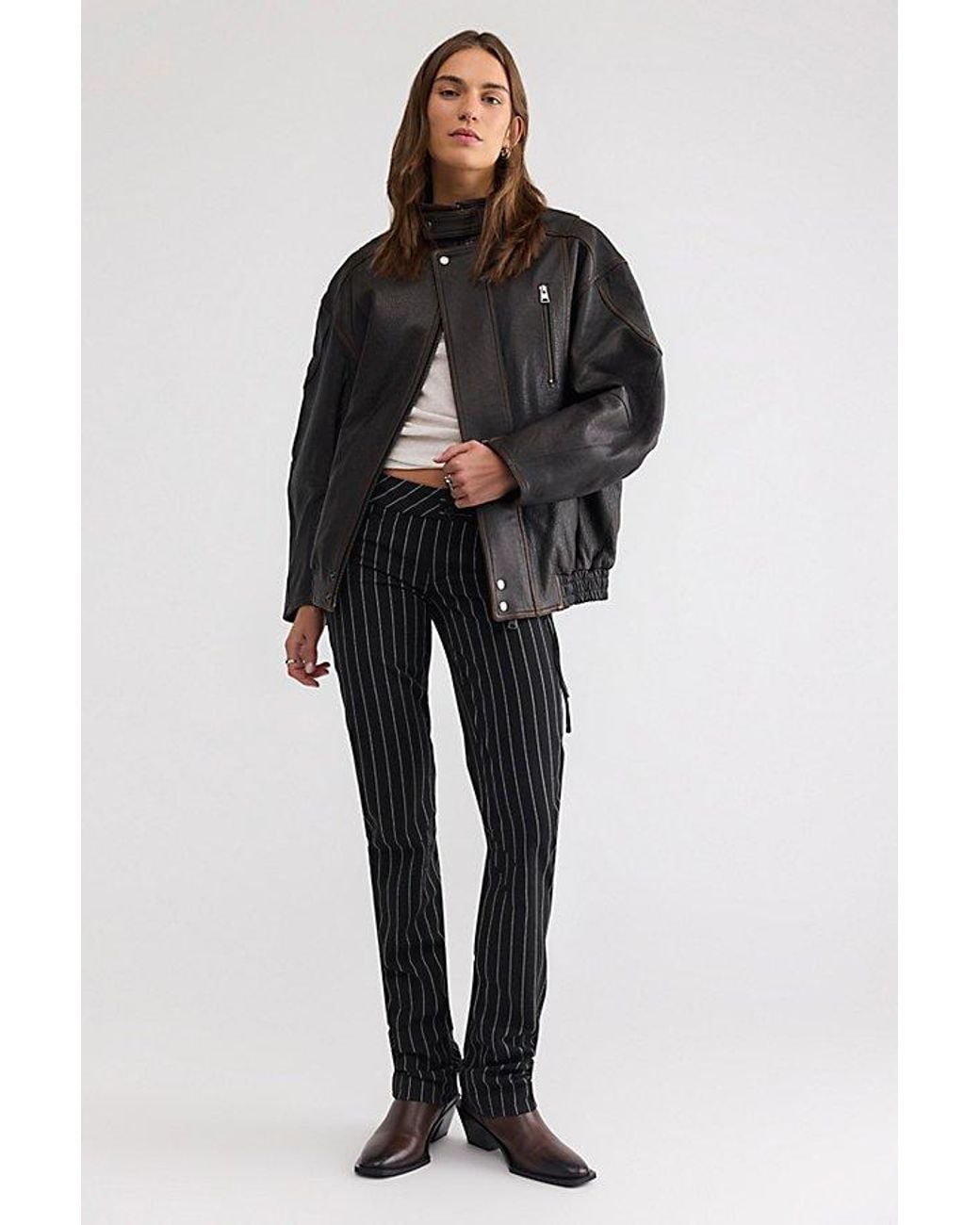 Agolde Black Danver Moto Leather Jacket